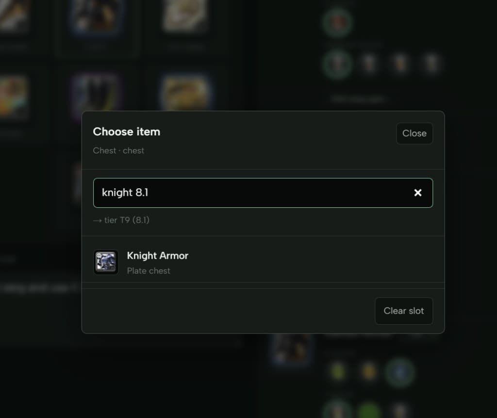 Choose item search