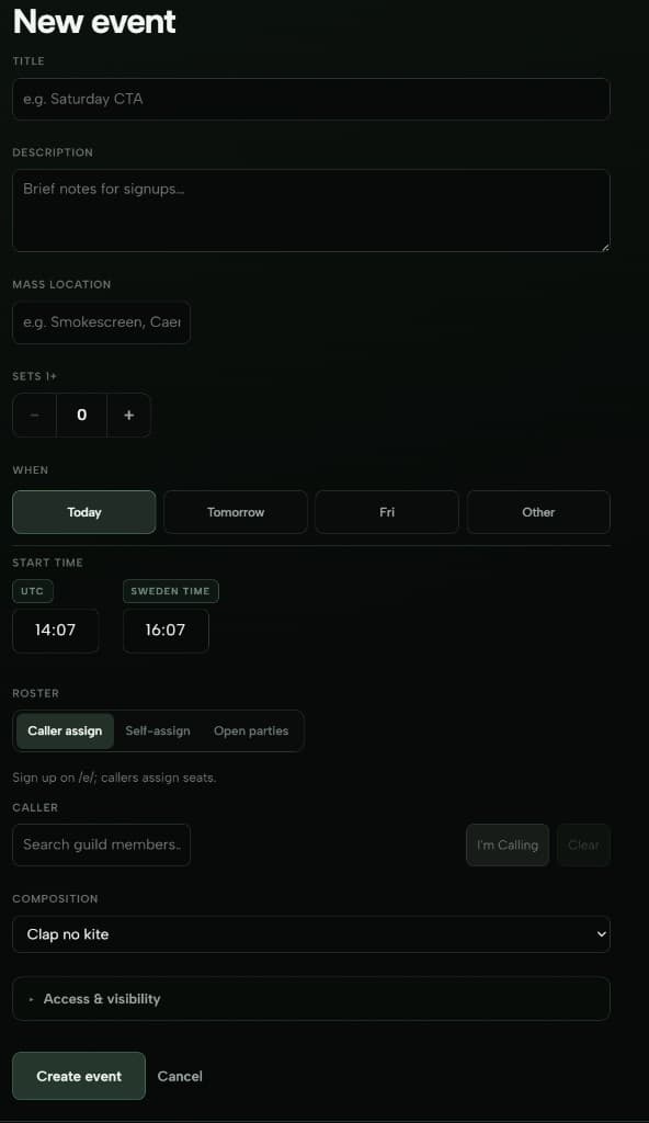 New event form