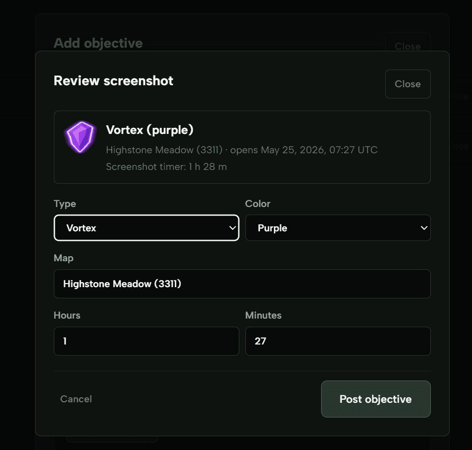 Review screenshot readout