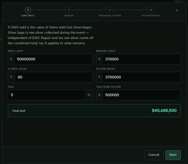 Loot split step