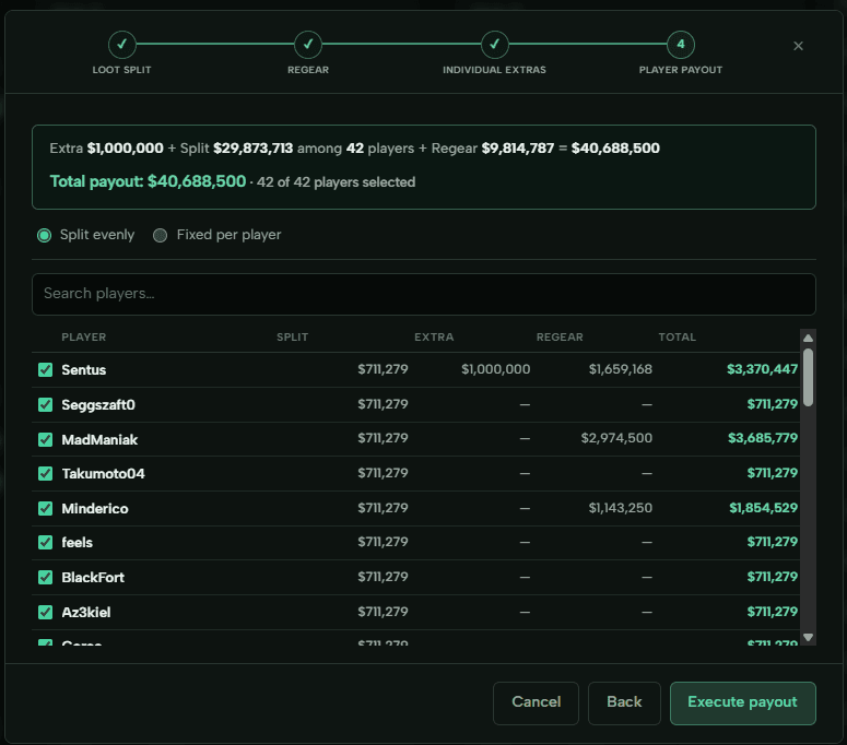 How to run payouts and regears
