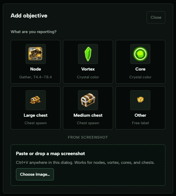 Add objective dialog