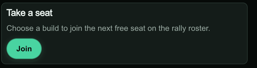 Take a seat — join the next free rally slot
