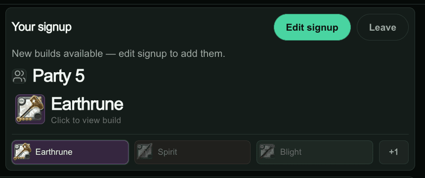 Your signup after assignment
