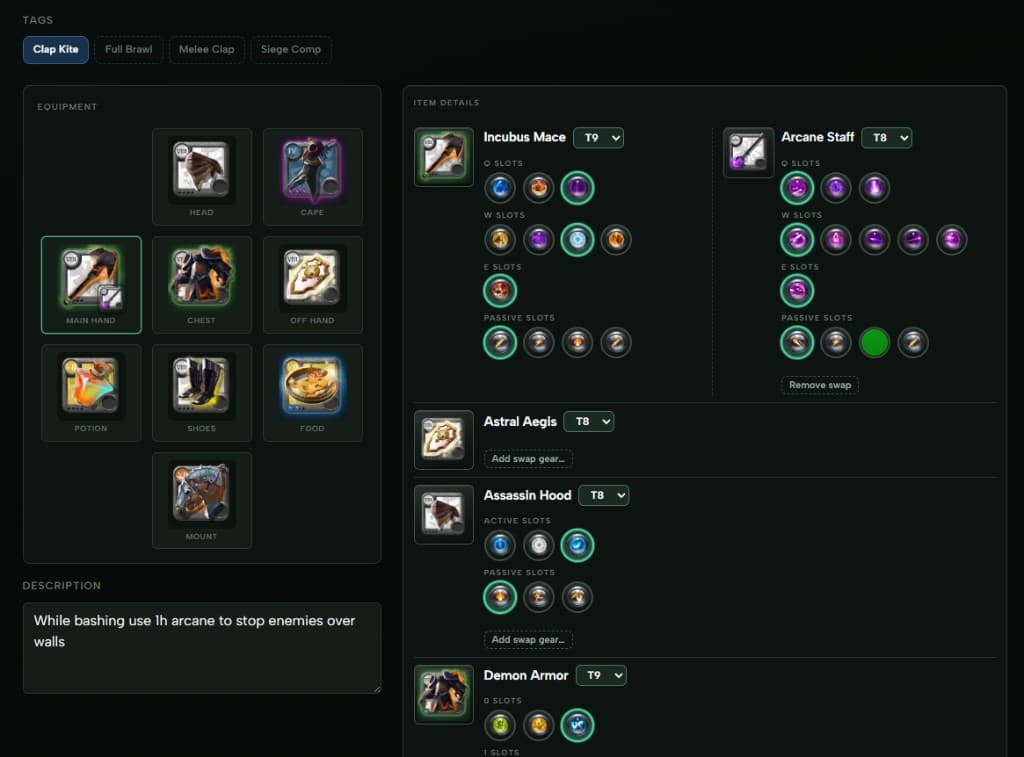 Build with main hand and swap