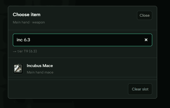 Choose item with tier in search