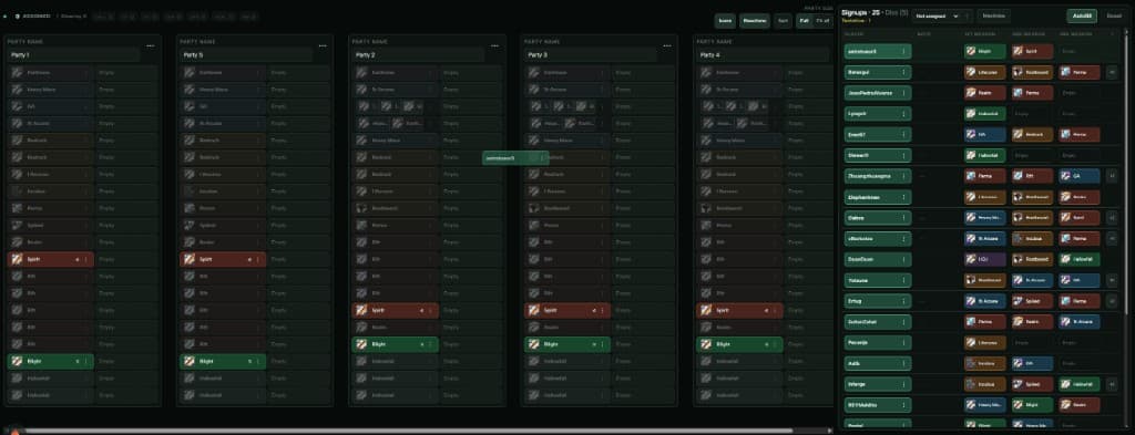 Drag and drop with role highlights