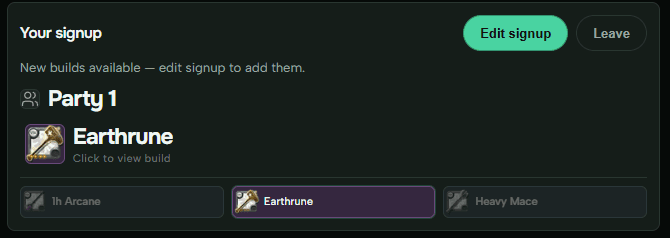Your signup after assignment